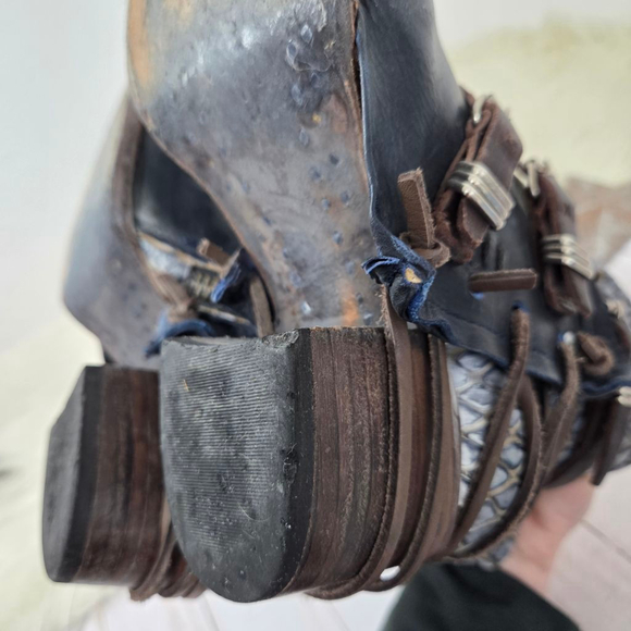 Freebird Crue Ankle boots navy multi dark blue strappy leather booties women's 7 - Picture 9 of 10